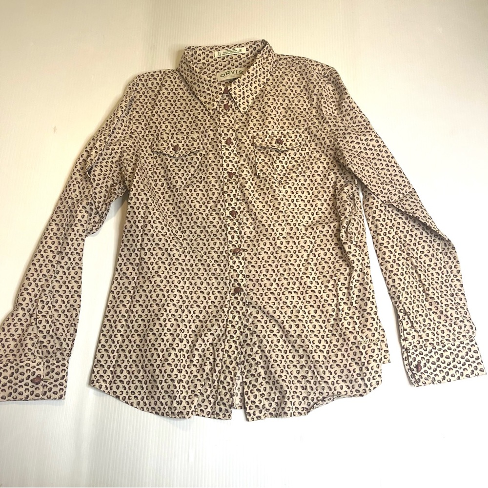 Orvis Beige Leopard Print Button-Down Shirt